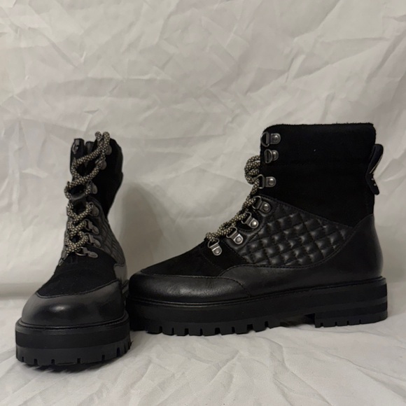 ASRA Shoes - Black Quilted Combat Boots